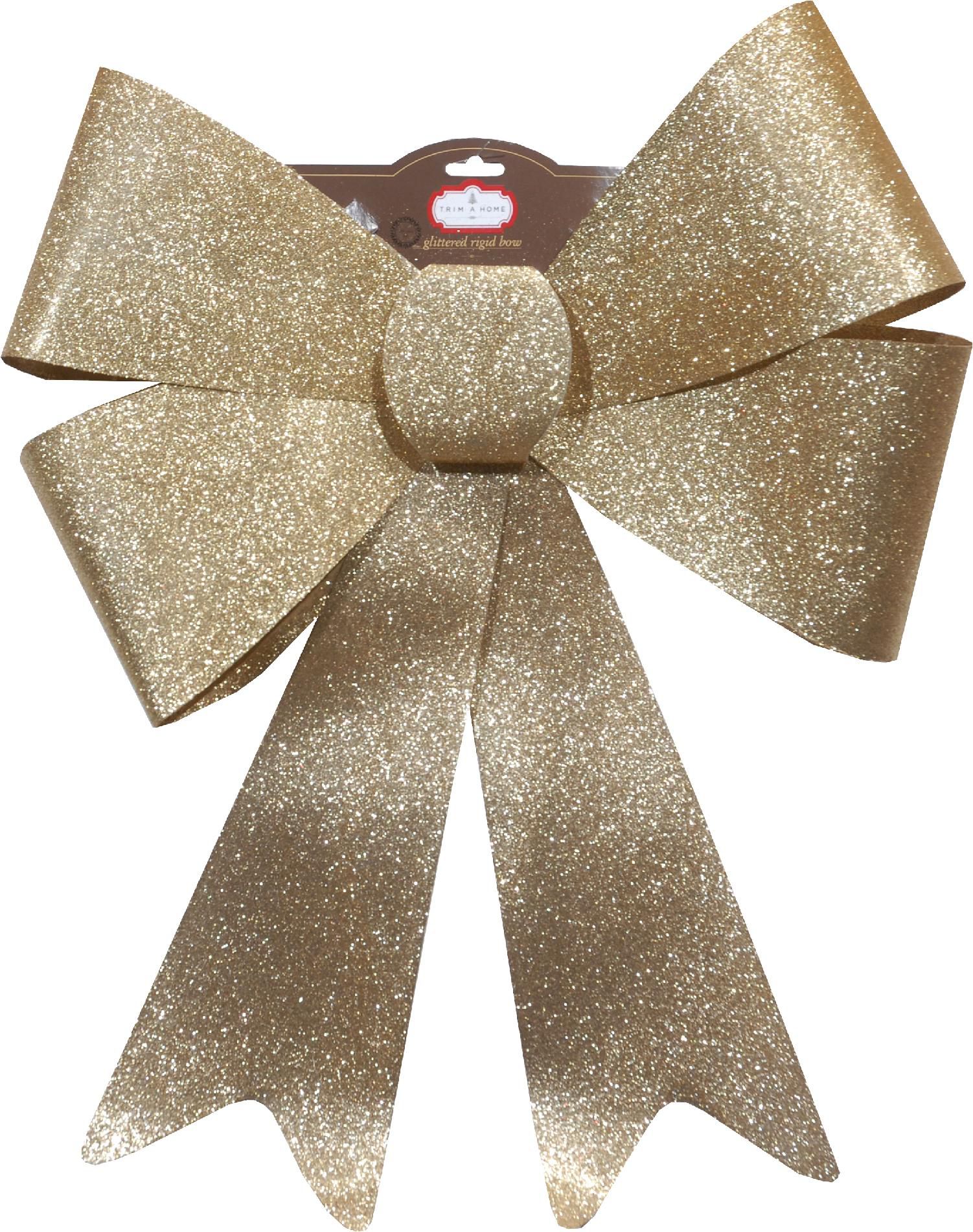 Trim A Home&reg; Large Gold Plastic Glitter Bow Christmas Decoration at Kmart.com