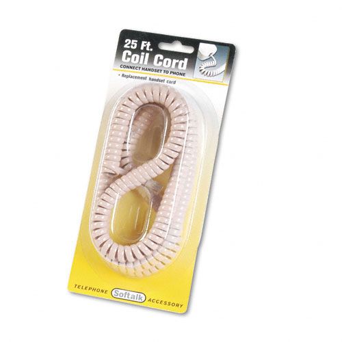 Softalk Coiled Phone Cord, 25ft, Beige
