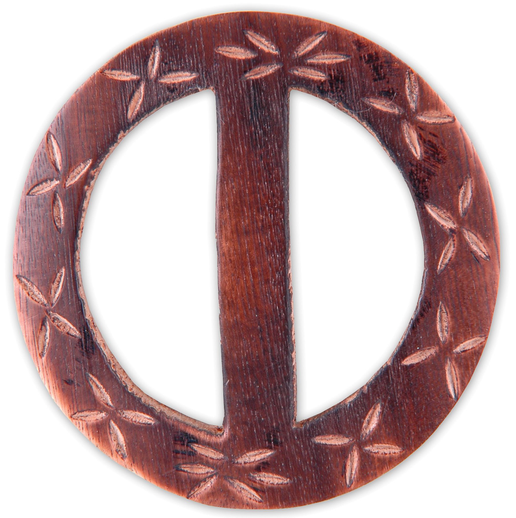 Handmade Wood BuckleCarved Flowers Circle 2.5