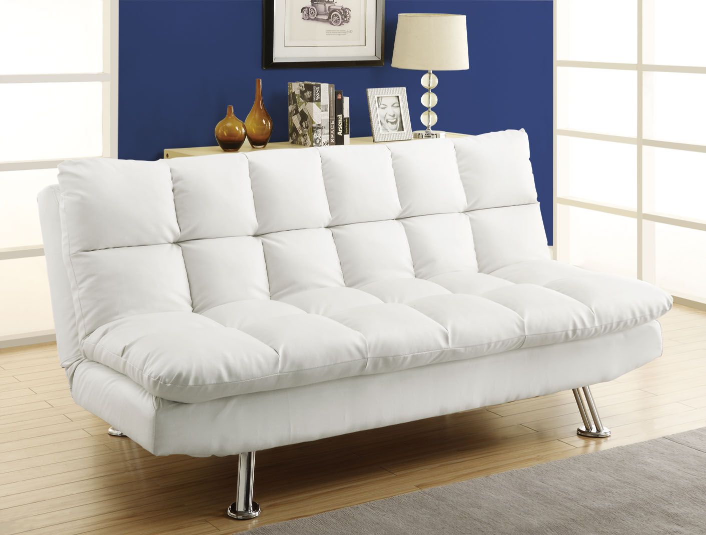 Monarch Specialties White Leather-Look Click Clack Futon at Sears.com