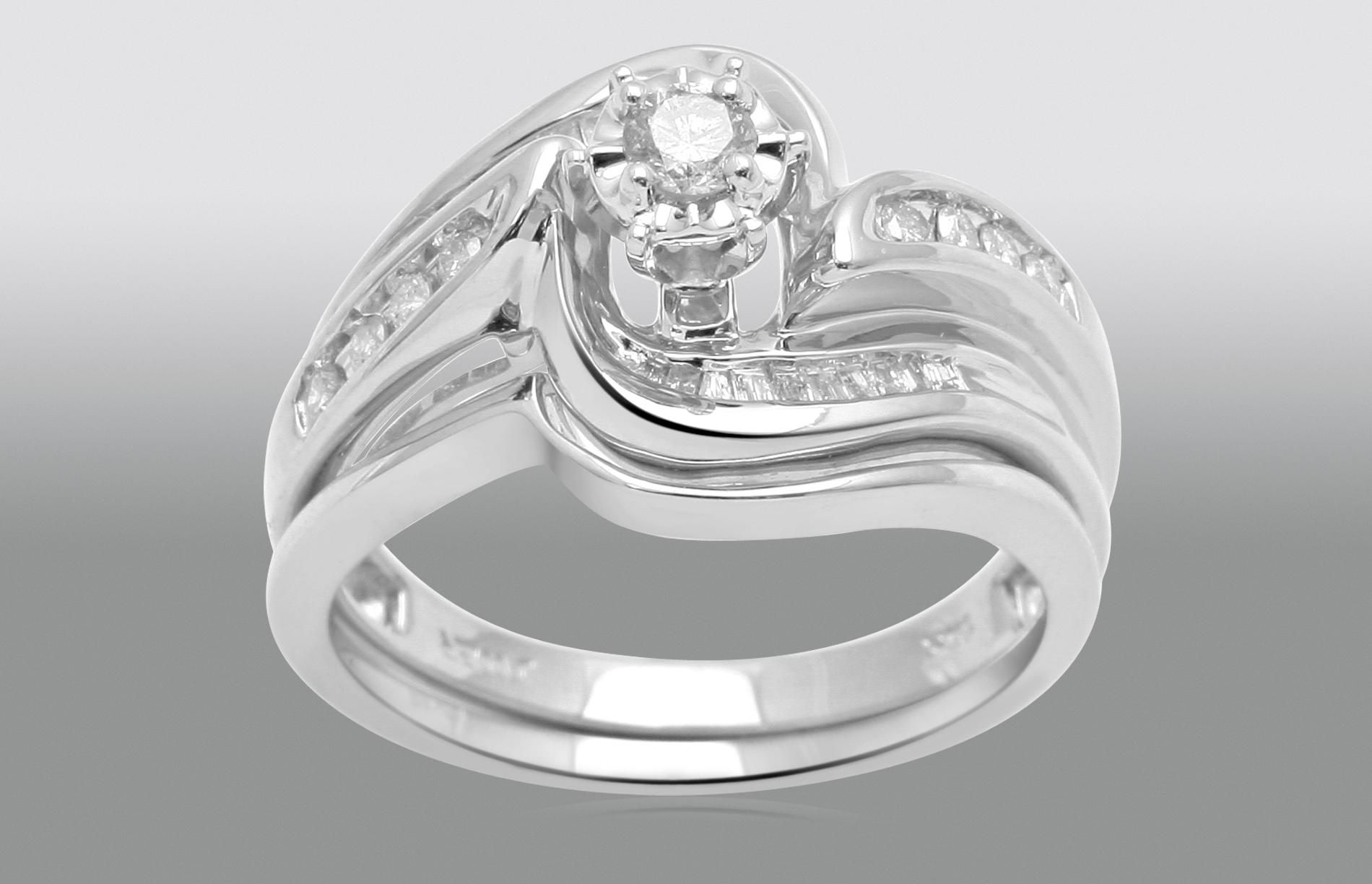 Tradition Diamond 10K White Gold 1/3ct Diamond Bridal Set at Sears.com