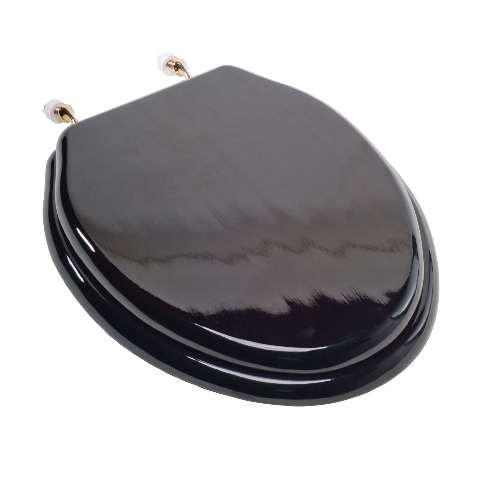 Comfort Seats Designer Solid Elongated Wood Toilet Seat with PVD Brass Hinges, Walnut at Kmart.com