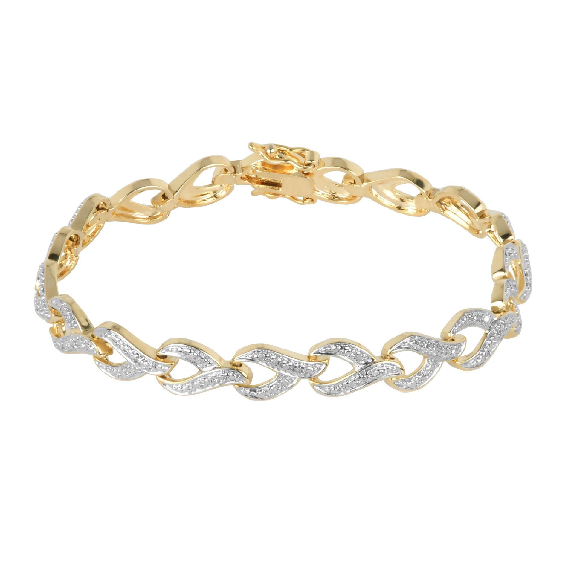 18K Gold Over Bronze Diamond Accent Heart Link Two Tone Bracelet at Kmart.com