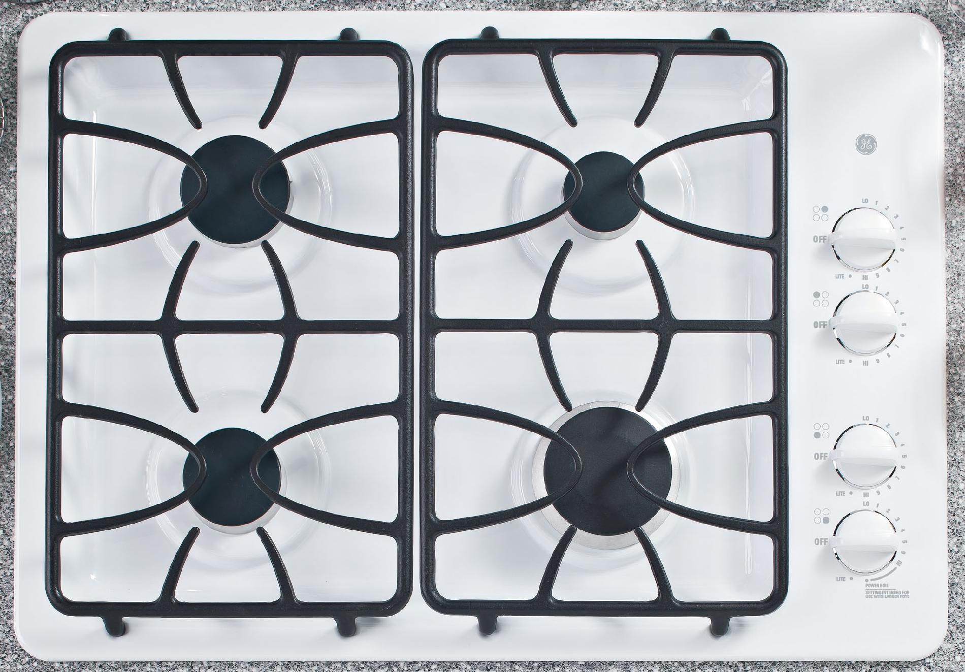 Gas Cooktops 30 GE 30 BuiltIn Gas Cooktop White