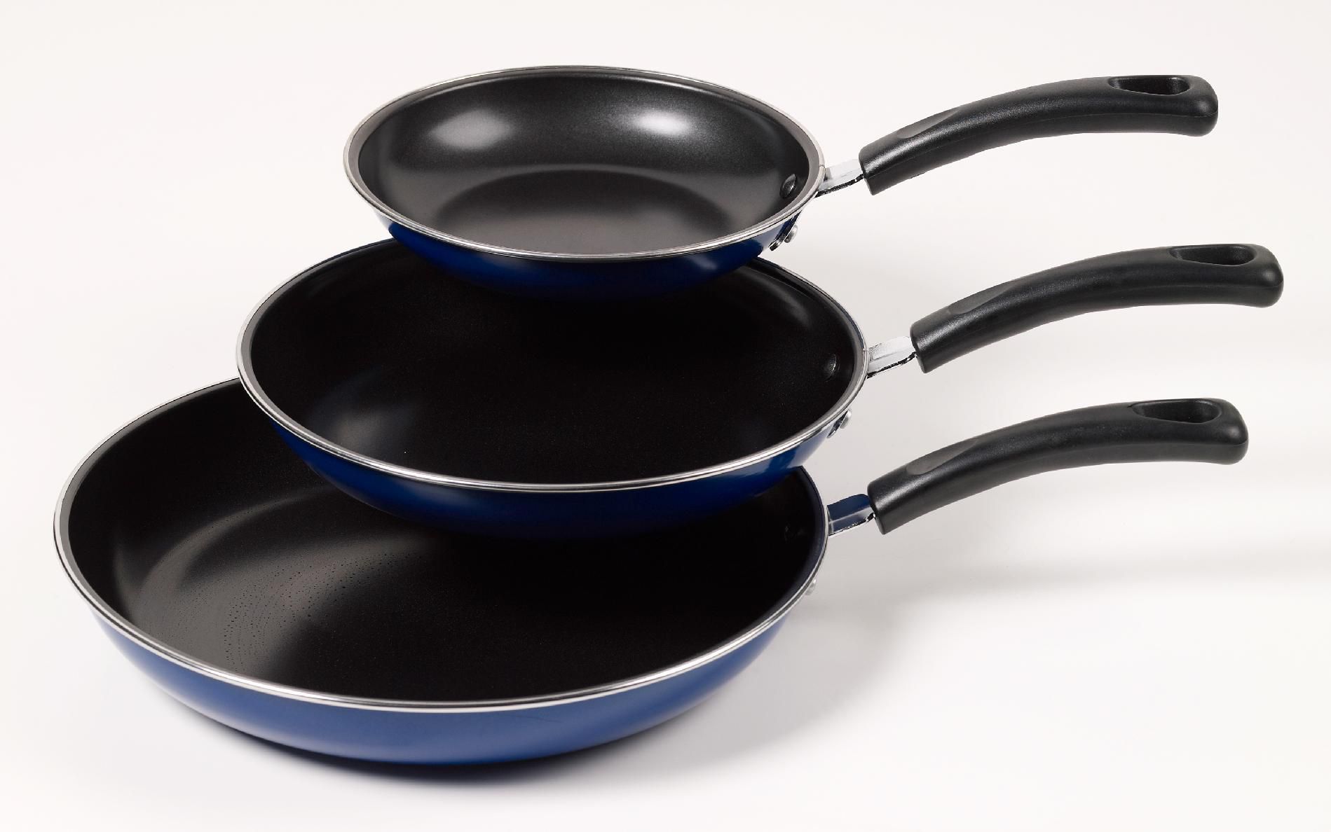 3 Pc Blue Frying Pan Set: Heavy Duty Support for Cooks at Kmart 3 Pc Blue Frying Pan Set: Heavy Duty Support for Cooks at Kmart