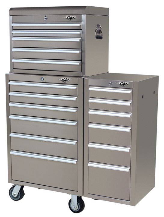 304 Stainless Steel 17 Drawer 18G Heavy-Duty Ball Bearing 3 Piece Tool Storage