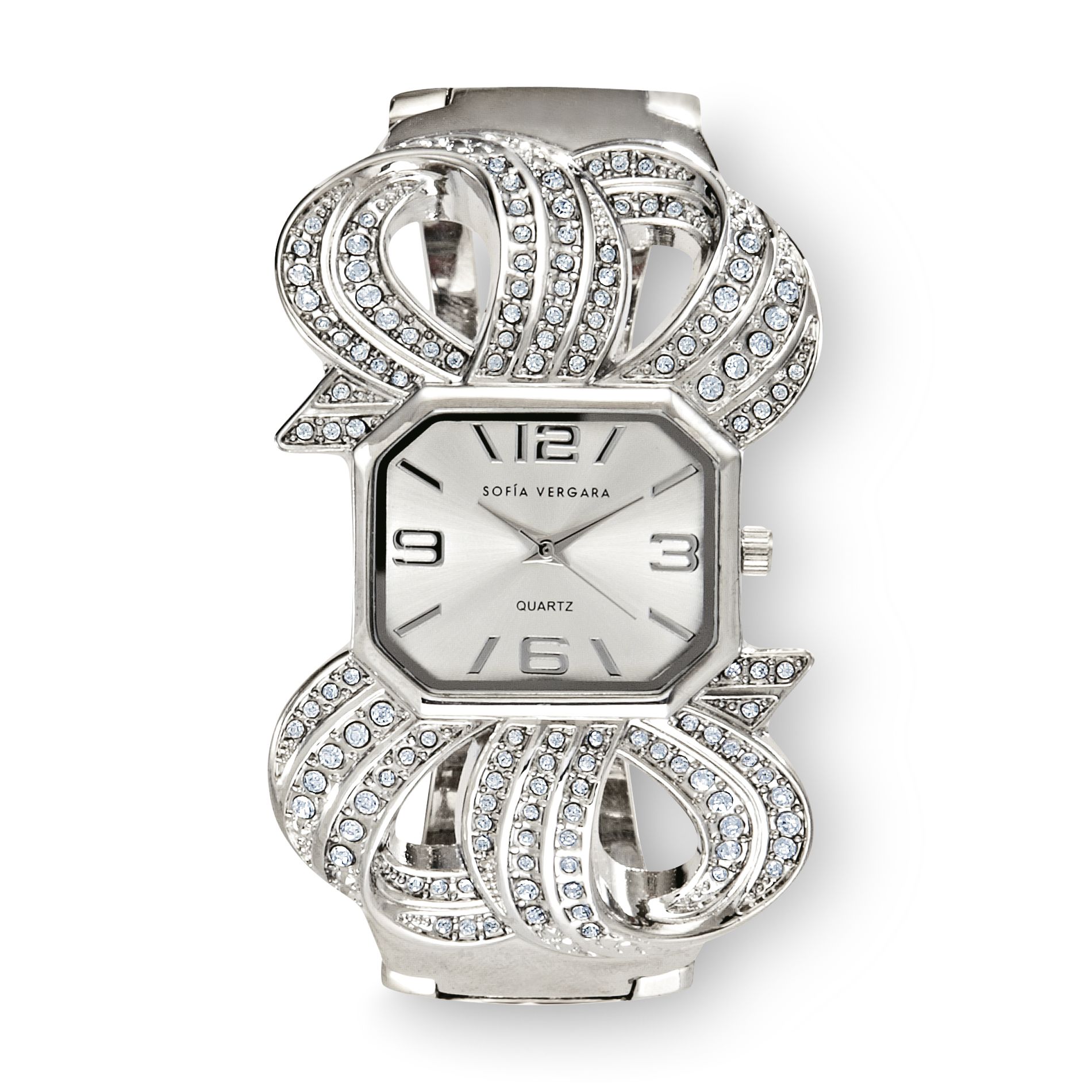 Sofia by Sofia Vergara Women’s Watch Crystal Accent Ribbon Hinge Bangle Band Silvertone at Kmart.com