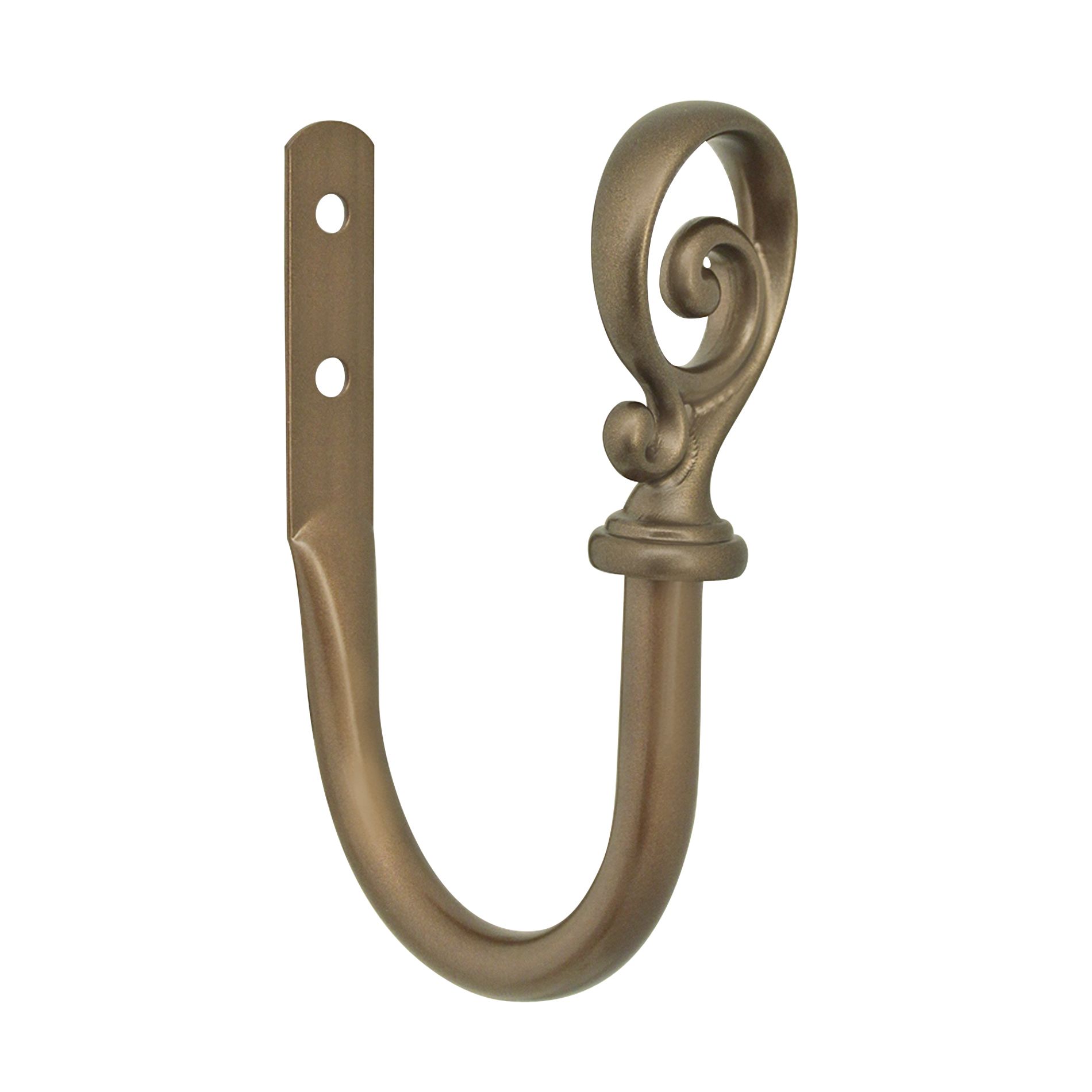 Simply Window Scroll Crook Drapery Holdbacks Java Finish