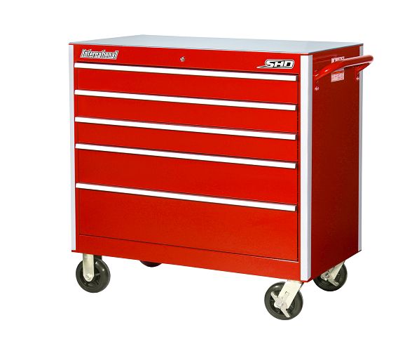 International SHD 42 5-Drawer Ball Bearing Slides Roller Cabinet Red