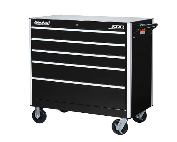 International SHD 42 5-Drawer Ball Bearing Slides Roller Cabinet Black
