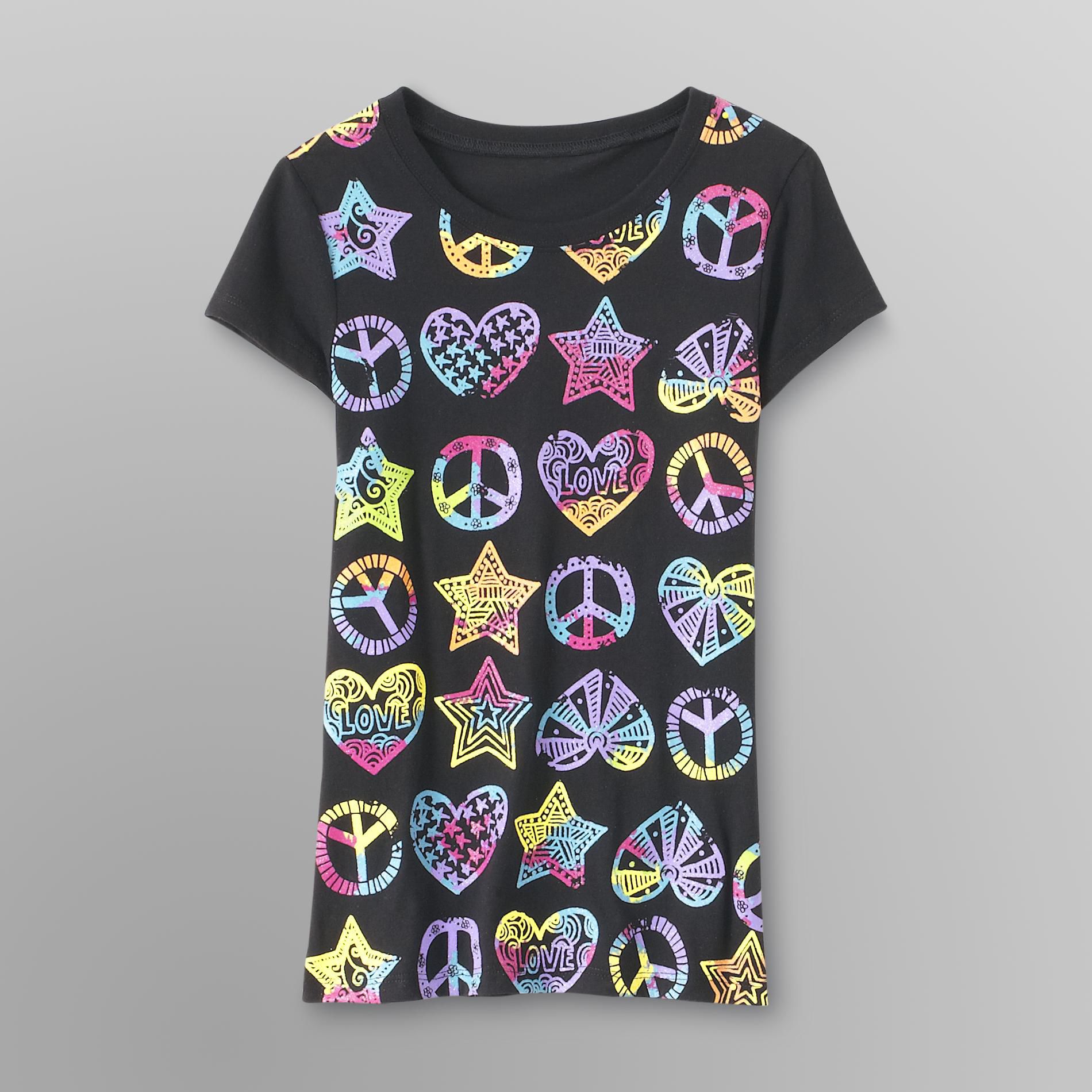 Route 66 Girl's Graphic T-Shirt - Peace, Hearts & Stars at Kmart.com
