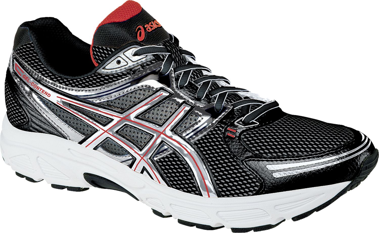 shoes red wing Asics Men's GEL Contend Running Athletic Shoe Black/Silver/Red Asics red
