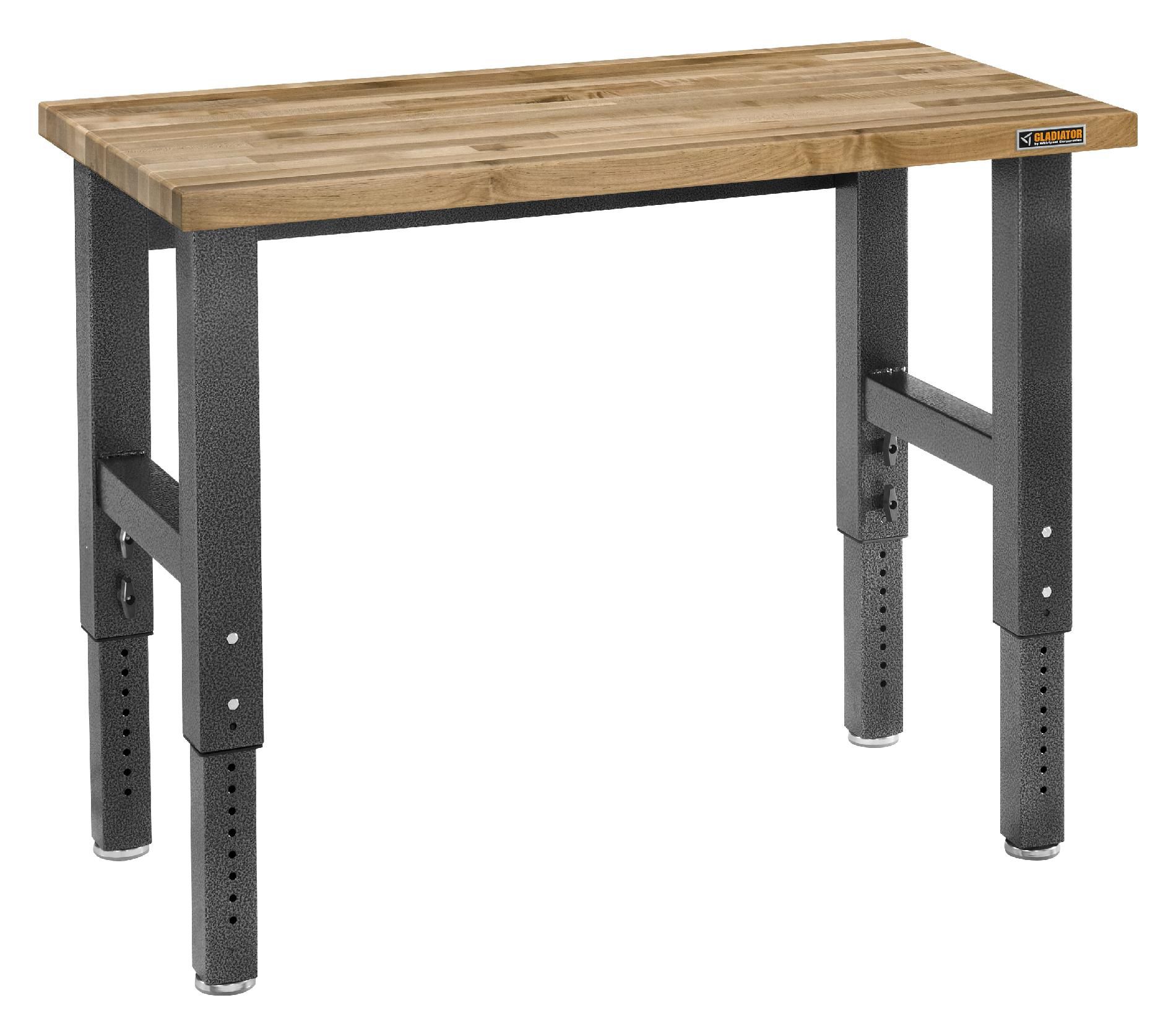 Gladiator Premier Series 42 in. H x 48 in. W x 25 in. D Maple Top Adjustable Height Workbench in Hammered Granite