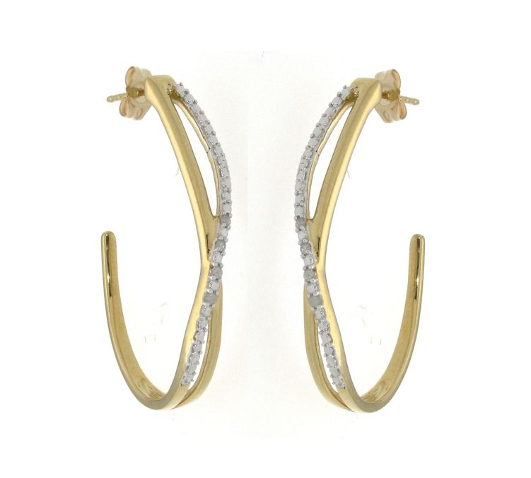 Gold over Silver Diamond Accent J Hoop Earrings at Sears.com