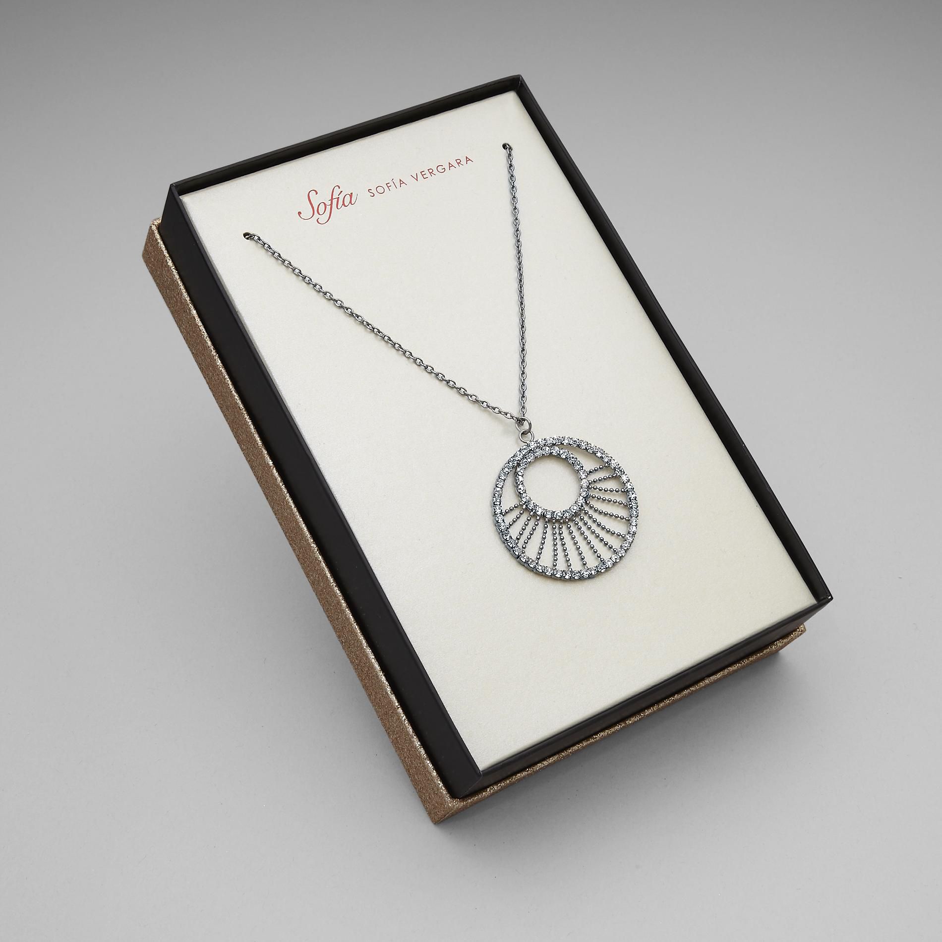 Sofia by Sofia Vergara Rhinestone Pendant Necklace - Chrome Tone at Kmart.com