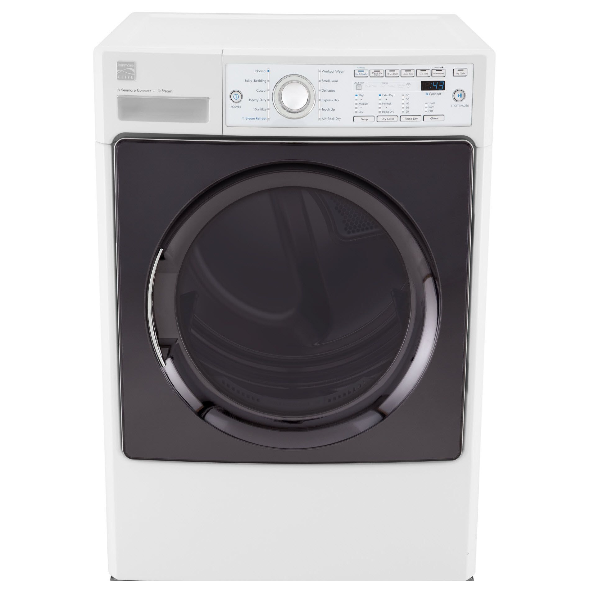 Kenmore Elite 7.3 Cu. Ft. Electric Steam Dryer White Bubblespace