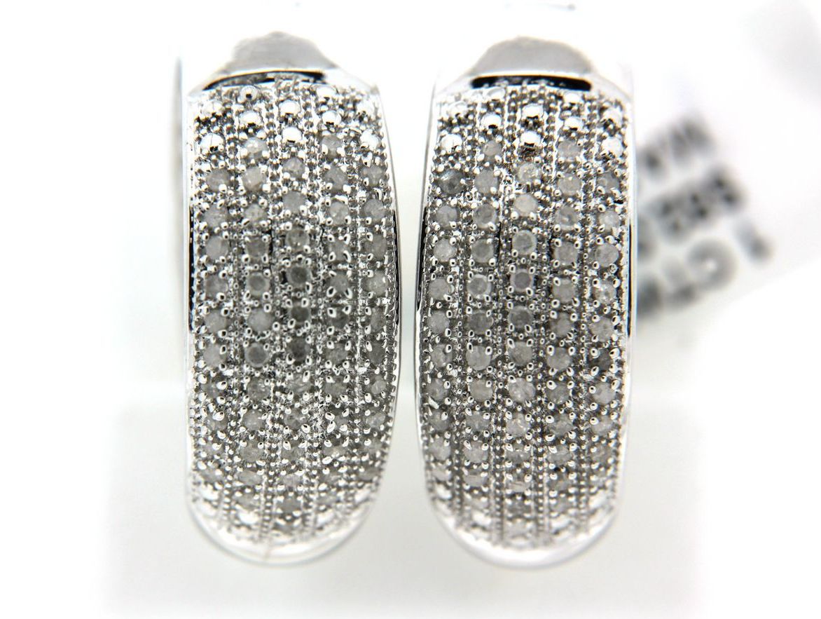 Rhodium Plated 1.00 cttw Diamond Big Hoop Earrings at Sears.com
