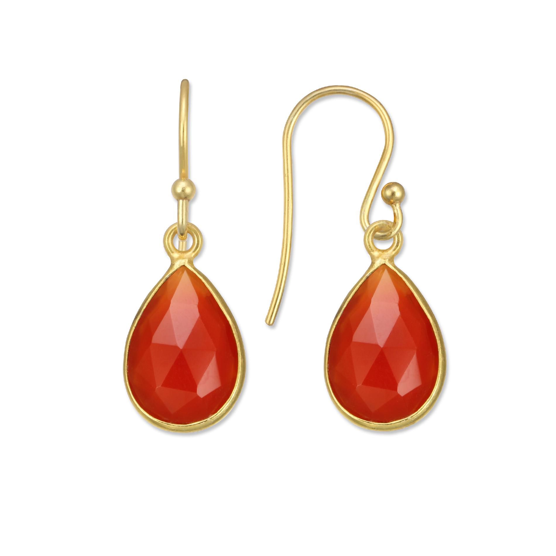  18kt Gold over Sterling Silver Pear-Shape Red Onyx Dangle Earrings at Kmart.com