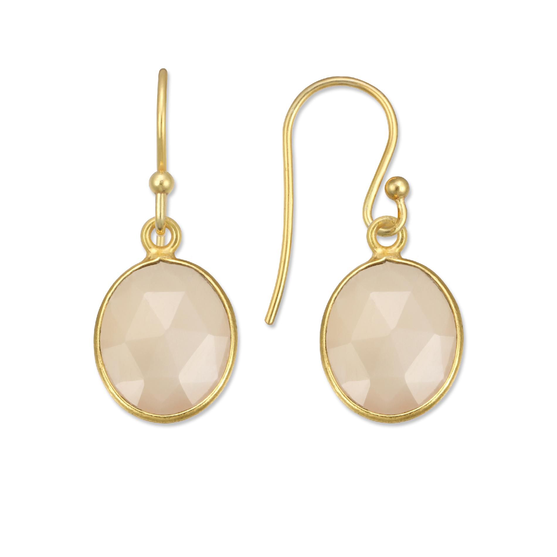  18kt Gold over Sterling Silver Oval Pink Chalcedony Dangle Earrings at Kmart.com