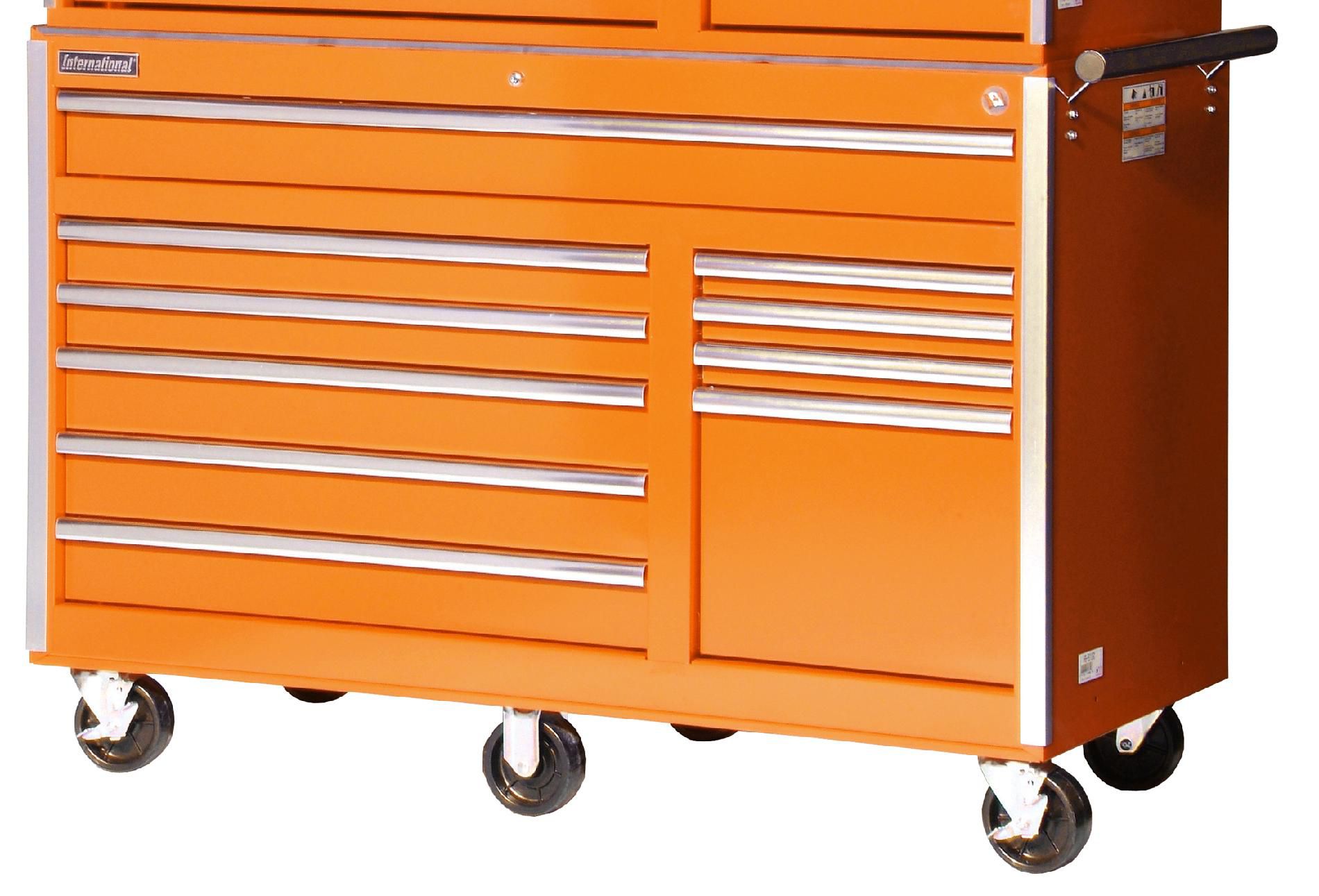 International 56 10-Drawer Ball Bearing Slides Roller Cabinet Orange