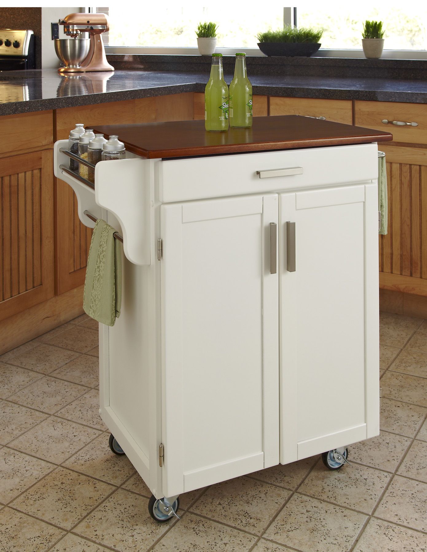 Home Styles Cuisine Cart White Finish with Oak Top at Kmart.com