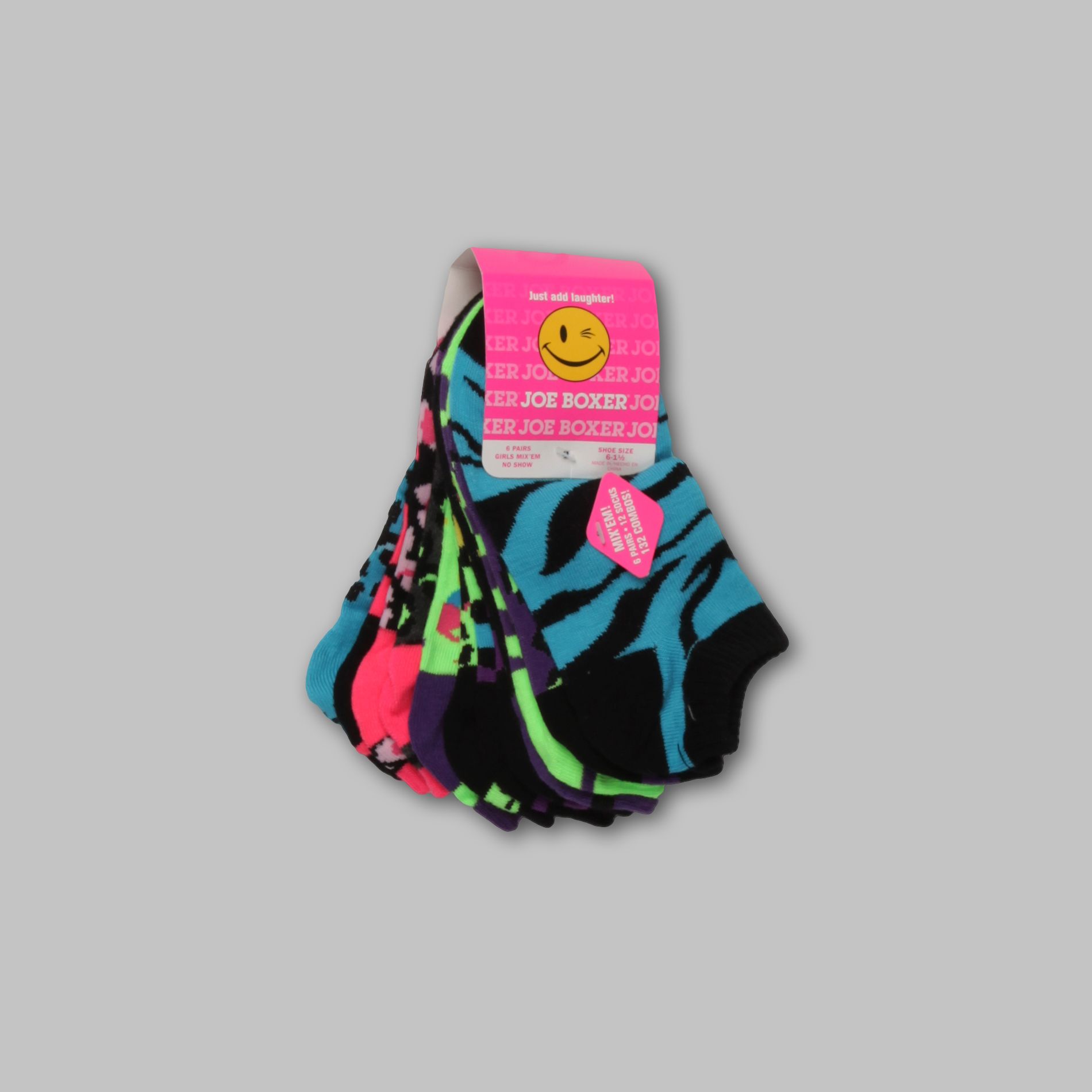 Joe Boxer Girl’s Socks Ankle 12-Pack Neon Pattern at Sears.com