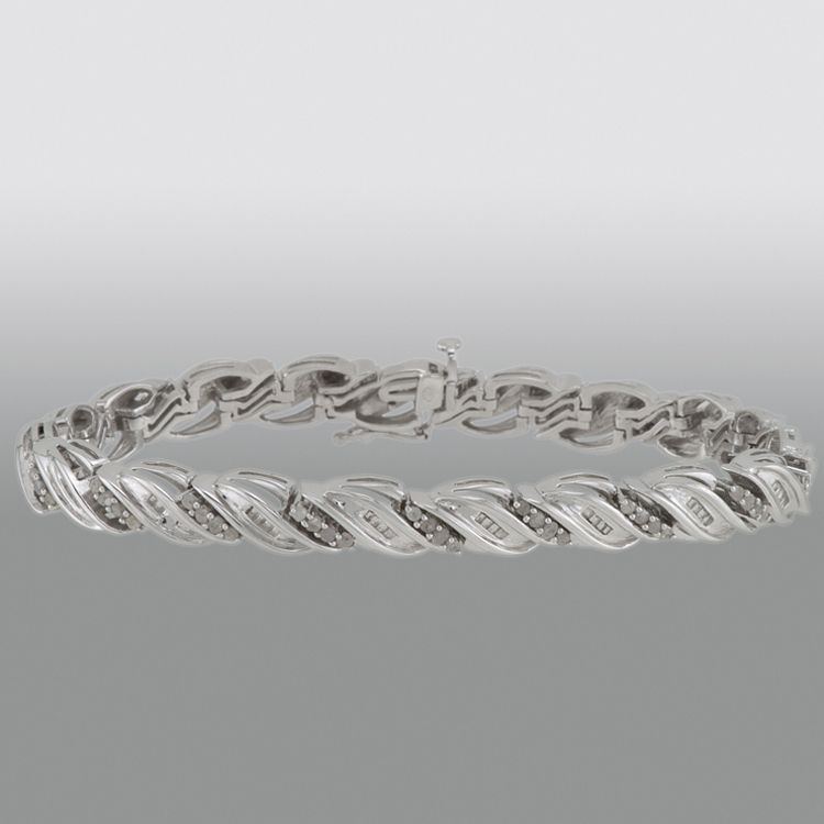 Bronze with Rhodium Flash Pating 0.50 Cttw Diamond Bracelet, 7.25" at Kmart.com