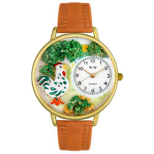 Rooster Tan Leather And Goldtone Watch #G0110001