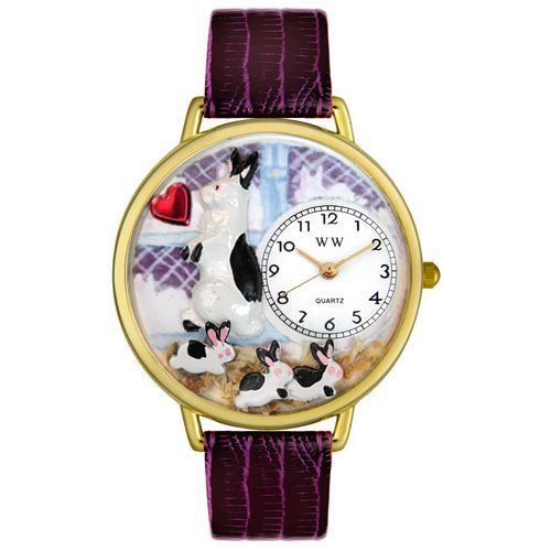 Bunny Rabbit Purple Leather And Goldtone Watch #G0110017