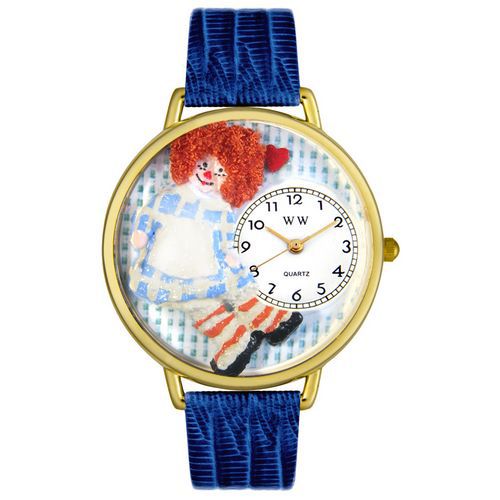 Vintage Raggedy Ann Royal Blue Leather And Goldtone Watch #G0220004