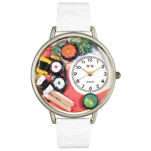 Sushi White Leather And Silvertone Watch #U0310013