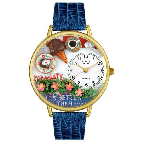 Brown Lover Royal Blue Leather And Goldtone Watch #G0310007