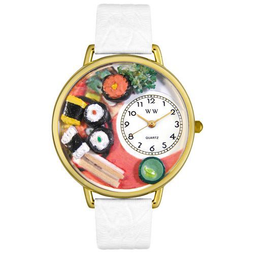 Sushi White Leather And Goldtone Watch #G0310013