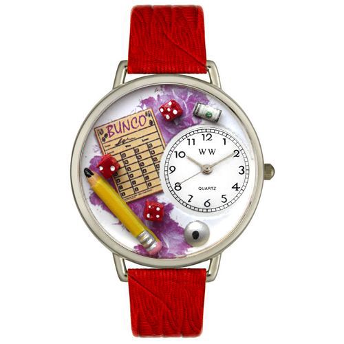 Bunco Royal Red Leather And Silvertone Watch #U0430010