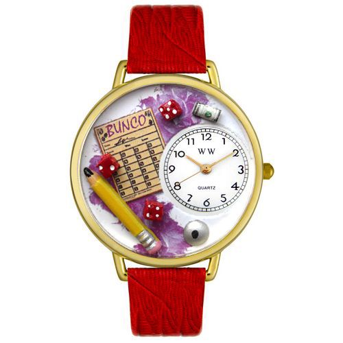 Bunco Royal Red Leather And Goldtone Watch #G0430010
