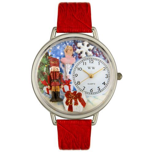 Christmas Nutcracker Red Leather And Silvertone Watch #U1220010