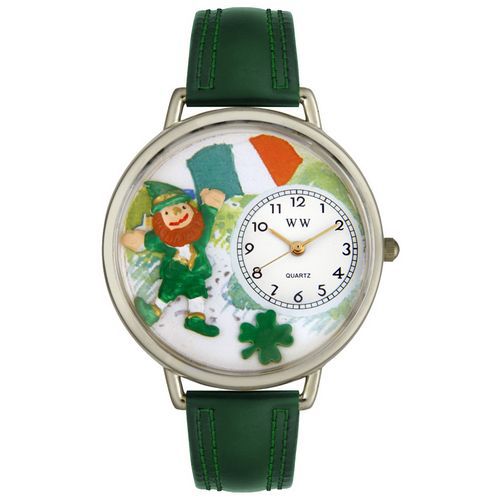 Whimsical Watches St. Patrick's Day w/Irish Flag Hunter Green Leather And Silvertone Watch #U1224001 at Kmart.com