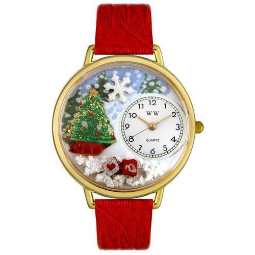 Whimsical Watches Christmas Tree Red Leather And Goldtone Watch #G1220002 at Kmart.com