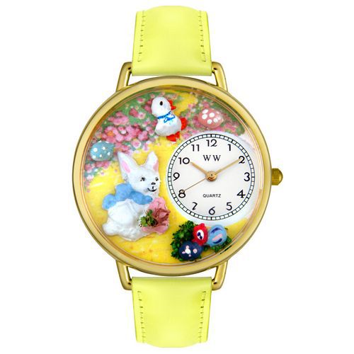 Easter Bunny Yellow Leather And Goldtone Watch #G1220015
