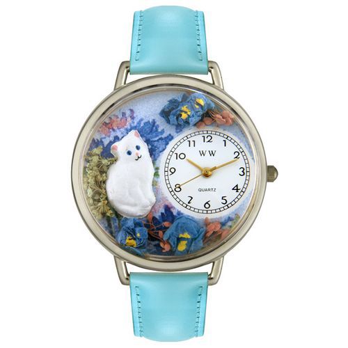 White Cat Baby Blue Leather And Silvertone Watch #U0120014