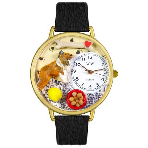Collie Black Skin Leather And Goldtone Watch #G0130004