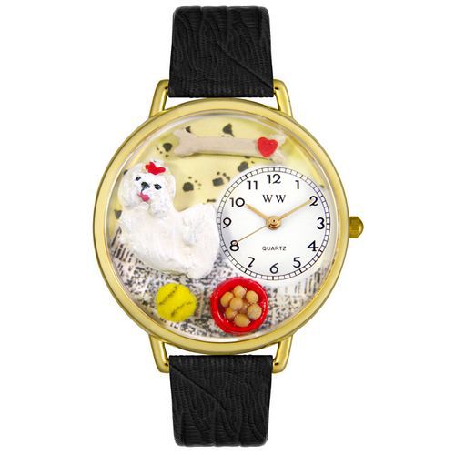 Maltese Black Skin Leather And Goldtone Watch #G0130051