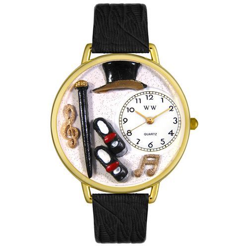 Tap Dancing Black Skin Leather And Goldtone Watch #G0420007