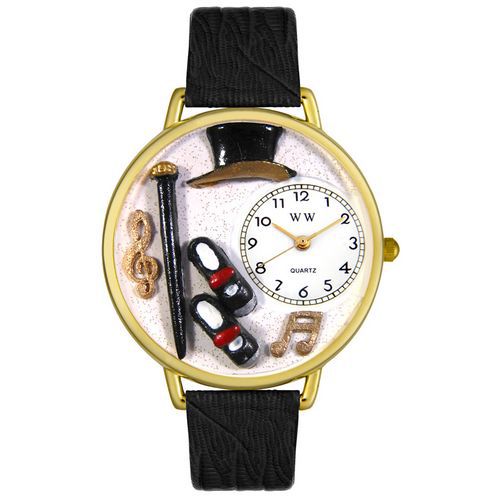 Whimsical Watches Tap Dancing Black Skin Leather And Goldtone Watch #G0420007 at Kmart.com