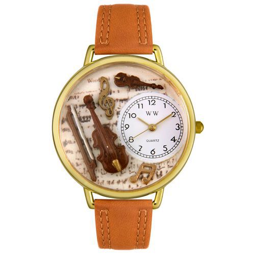 Violin Tan Leather And Goldtone Watch #G0510002