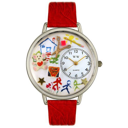 Whimsical Watches Preschool Teacher Red Leather And Silvertone Watch #U0640003 at Sears.com