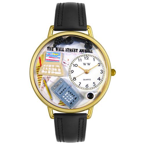 Accountant Black Padded Leather And Goldtone Watch #G0610005