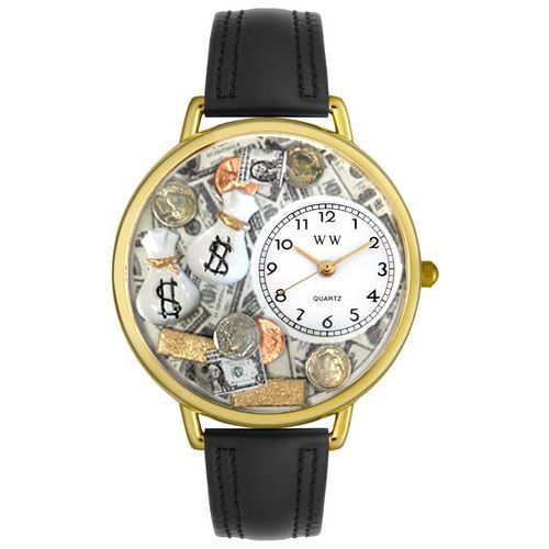 Banker Black Leather And Goldtone Watch #G0610031