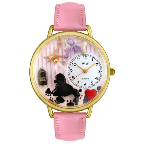 Dog Groomer Pink Leather And Goldtone Watch #G0630007