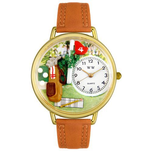 Golf Bag Tan Leather And Goldtone Watch #G0810002